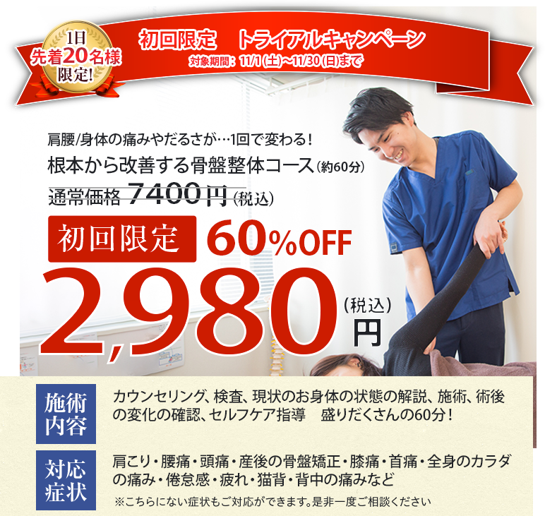 11/1~11/30トライアルキャンペーン2,980円の案内画像