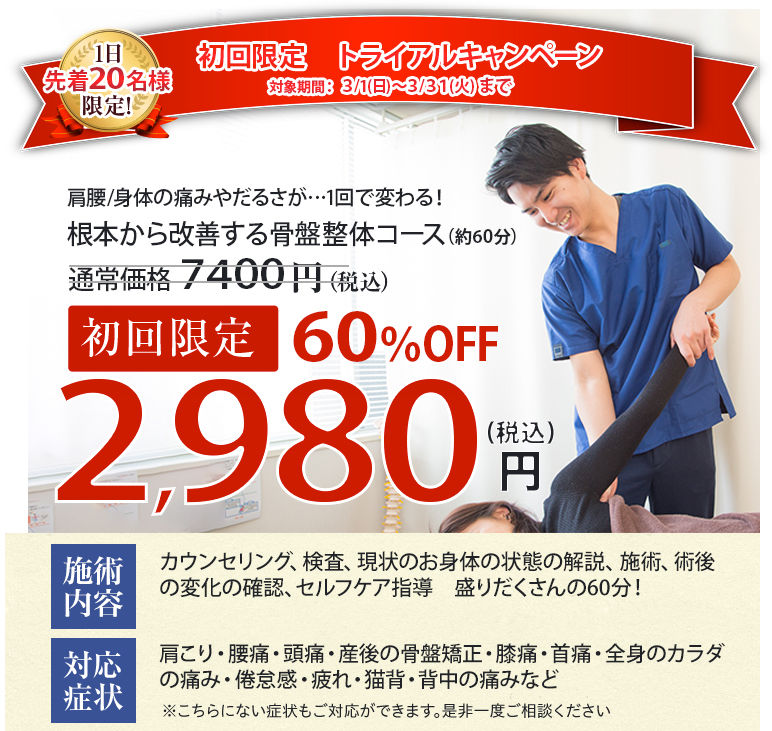 3/1~3/31トライアルキャンペーン2,980円の案内画像